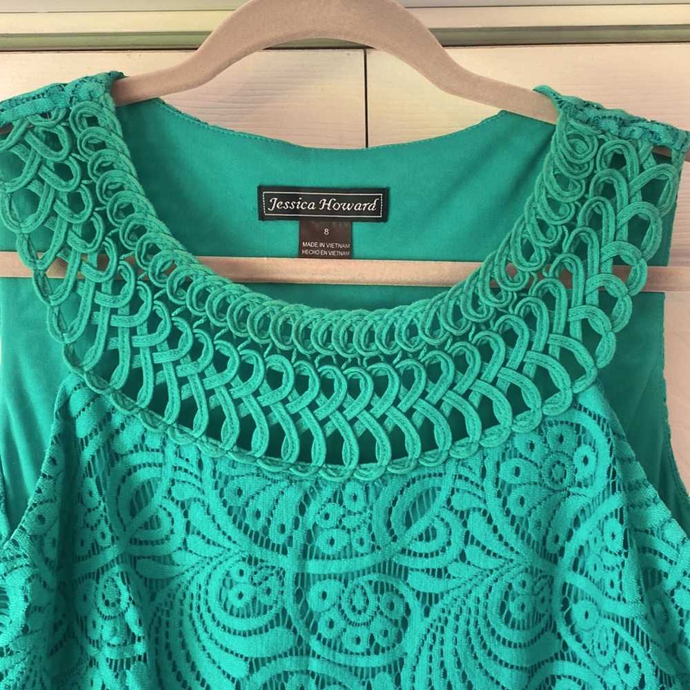 Beautiful teal pattern dress sz8
